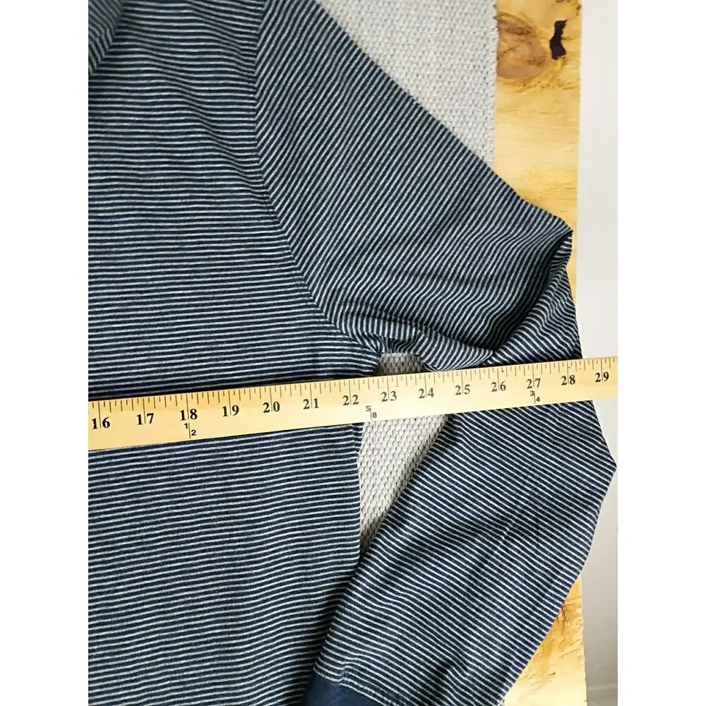 Banana Republic The Vintage 'T' Hooded Mens XL Blue Striped Casual Henley Preppy